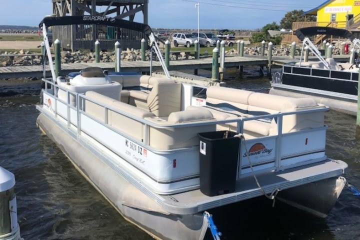 10 person pontoon boat provided for rental by Causeway Watersports in Nags Head.