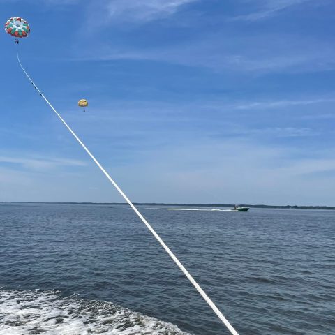 A parasail at full altitude, in Nags Head NC.