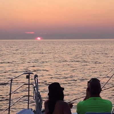 a couple on an Outer Banks sunset cruise with Causeway Watersports